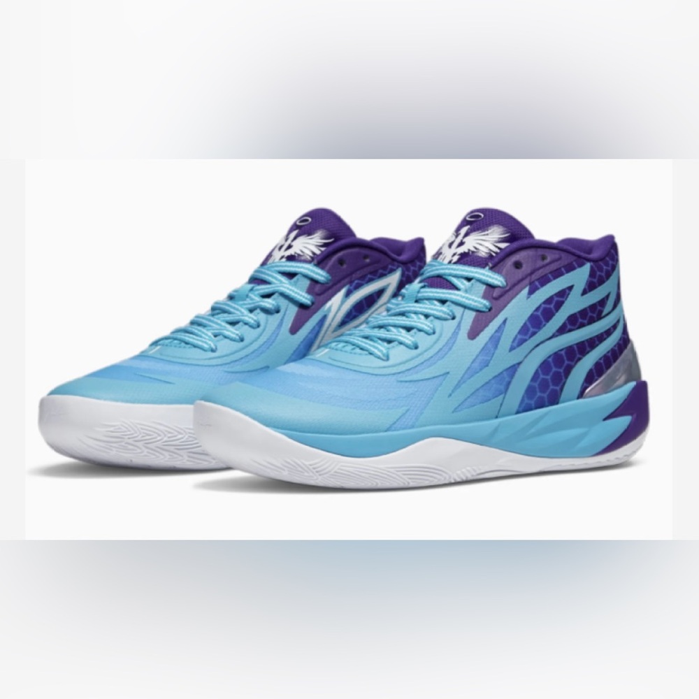 Puma LaMelo Ball MB.02, Blue/purple 🩵💜Size 8. Queen City Fade.Basketball shoes